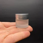 10 cc Buzlu Cam Krem Kavanoz  - Gümüş Kapaklı İç Contalı - 10ml Buzlu Cam Krem Kavanoz  x 10 Adet thumbnail 4