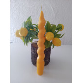 qosrix 3'lü Sarı İtalyan Burgulu Şamdan Mumu Doğal Kokulu Uzun Çubuk Konik Burgu Spiral Mum Dekoratif thumbnail 3