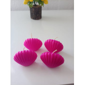 qosrix 4'lü Pembe Fuşya Mini İstiridye Deniz Kabuğu 1. Kalite Doğal Kokulu Mum Dekoratif - 1