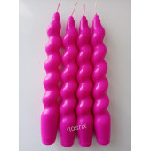 qosrix 4'lü Pembe Fuşya İtalyan Burgulu Şamdan Mumu Doğal Kokulu Uzun Çubuk Konik Burgu Mum Spiral Dekoratif thumbnail 1