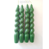 qosrix 4'lü Yeşil İtalyan Burgulu Şamdan Mumu Doğal Kokulu Uzun Çubuk Konik Burgu Mum Spiral Dekoratif thumbnail 1