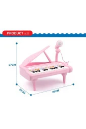 Oyuncak 24 Tuşlu Mp3 Çalar Özellikli Mikrofonlu Mini Piyano-Beyaz thumbnail 2