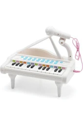Oyuncak 24 Tuşlu Mp3 Çalar Özellikli Mikrofonlu Mini Piyano-Beyaz thumbnail 7