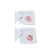 Mercan Desenli 4'lü Kokteyl Sunum Peçetesi El İşi Nakış İşlemeli - 2