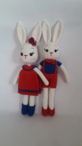 Bay ve Bayan King Tavşan Çifti Amigurumi Organik Oyuncak - 2