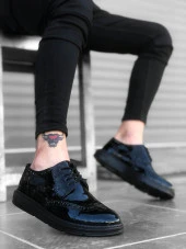 BA0003 Bağcıklı Klasik  Siyah Taban Rugan Yüksek Taban Casual Erkek Ayakkabı thumbnail 3