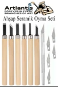 Ahşap Seramik Oyma Seti 6 lı 1 Paket İskarpela Seti Paslanmaz Çelik Bıçaklı Ağaç Oyma Heykel Hobi Kretuar Gravür - 1