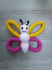 Kelebek Çıngırak Amigurumi Organik Oyuncak - 1