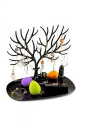 Geyik Tasarımlı Siyah Takı Standı Yüzük Küpe Kolye Askılığı Mücevher Organizer Askı - 2
