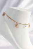 316L Çelik Gold Renk Zirkon Taşlı Yıldızlı Halhal - TJ-HH1620 - 1