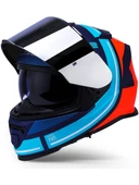 LS2 Storm 2 Slant Mavi Turuncu Kapalı Motosiklet Kaskı Gri camlı thumbnail 3