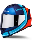 LS2 Storm 2 Slant Mavi Turuncu Kapalı Motosiklet Kaskı Gri camlı thumbnail 1