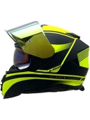 LS2 Storm 2 Dodger Neon Sarı Kapalı Motosiklet Kaskı Gold Camlı - 3