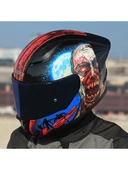 LS2 Rapıd 2 Race Zombıe Fullface Motosiklet Kaskı Mavi Camlı - 3