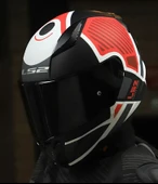 LS2 RAPID 2 GRID MAT BEYAZ-KIRMIZI KAPALI MOTOSİKLET KASKI SİYAH CAMLI thumbnail 1