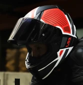 LS2 RAPID 2 GRID MAT BEYAZ-KIRMIZI KAPALI MOTOSİKLET KASKI SİYAH CAMLI thumbnail 4