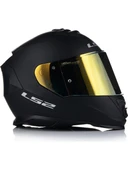 LS2 Storm 2 Mat Siyah Kapalı Motosiklet Kaskı Gold Camlı thumbnail 4