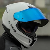 LS2 Stream 2 Beyaz Full Face Motosiklet Kaskı Mavi Camlı thumbnail 3