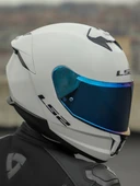 LS2 Stream 2 Beyaz Full Face Motosiklet Kaskı Mavi Camlı thumbnail 2