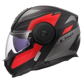 LS2 Scope 2 Duria Çene Açılır Motosiklet Kaskı Mat Siyah-Kırmızı - 3