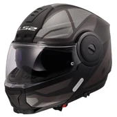 LS2 Scope 2 Axis Çene Açılır Motosiklet Kaskı Mat Siyah-Tıtanıum thumbnail 2