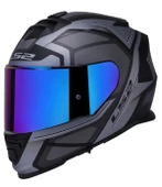 LS2 Storm 2 Faster Mat Tıtanıum Kapalı Motosiklet Kaskı Gökkuşağı Camlı thumbnail 1