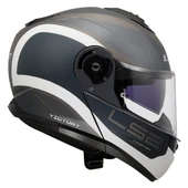 LS2 Strobe 2 Vıctory Gri-mavi-kum Çene Açılır Motosiklet Kaskı - 5