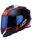 LS2 Storm 2 Nerve Kırmızı Kapalı Motosiklet Kaskı Mavi Camlı - 1