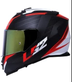 LS2 Storm 2 Nerve Kırmızı Kapalı Motosiklet Kaskı Gold Camlı thumbnail 2