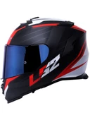 LS2 Storm 2 Nerve Kırmızı Kapalı Motosiklet Kaskı Mavi Camlı - 3