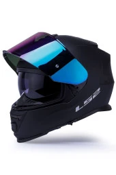 Ls2 Storm 2 Mat Siyah Kapalı Motosiklet Kaskı Gökkuşağı Camlı - 3