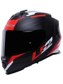 LS2 Storm 2 Nerve Kırmızı Kapalı Motosiklet Kaskı Siyah Camlı - 1