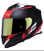 LS2 Storm 2 Nerve Kırmızı Kapalı Motosiklet Kaskı Gold Camlı thumbnail 1