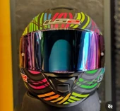 LS2 Storm 2 Power Mat Siyah-gökkuşağı Kapalı Motosiklet Kaskı Gökkuşağı camlı thumbnail 2