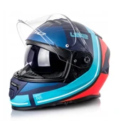 LS2 Storm 2 Slant Kapalı Motosiklet Kaskı Mat Mavi Turuncu - 3