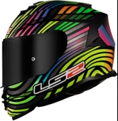LS2 Storm 2 Power Mat Siyah-gökkuşağı Kapalı Motosiklet Kaskı Siyah camlı thumbnail 1