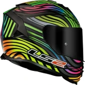 LS2 Storm 2 Power Mat Siyah-gökkuşağı Kapalı Motosiklet Kaskı Siyah camlı thumbnail 2