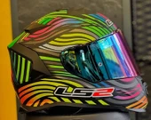 LS2 Storm 2 Power Mat Siyah-gökkuşağı Kapalı Motosiklet Kaskı Gökkuşağı camlı thumbnail 4