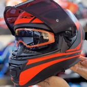LS2 Storm 2 Dodger Neon Turuncu Kapalı Motosiklet Kaskı Siyah Camlı - 2