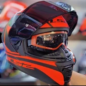 LS2 Storm 2 Dodger Neon Turuncu Kapalı Motosiklet Kaskı Siyah Camlı - 3
