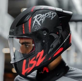 LS2 RAPID 2 RACE RAVEN MAT SİYAH-KIRMIZI KAPALI MOTOSİKLET KASKI ŞEFFAF CAMLI - 4
