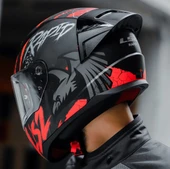 LS2 RAPID 2 RACE RAVEN MAT SİYAH-KIRMIZI KAPALI MOTOSİKLET KASKI ŞEFFAF CAMLI - 3
