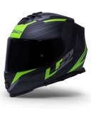 LS2 Storm 2 Nerve Neon Sarı Kapalı Motosiklet Kaskı Siyah Camlı thumbnail 1