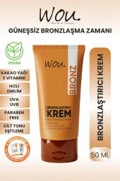 Wou Güneşsiz Bronzlaştırıcı ve Nemlendirici Krem Self Tanning 50 ml - 1