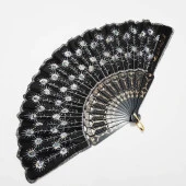 YELPAZE Pullu Şık Doğal Serinletici Yelpaze Beyaz - 1