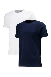 Erkek Standart Fit Lacivert Beyaz 2'li Set T-Shirt - 1