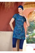 Rozamay 9304 Lacivert Dijital Desenli Kısa Kol Havuz Mayosu - 6