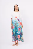 Peraluna SPRINGFIELD LONG DRESS Baskılı Saten Kadın Uzun Elbise - Çok Renkli - 1
