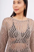 Peraluna AMY TOP Ajur Örgü Kadın Bluz - Vizon - 3