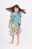 Peraluna JOY GIRL DRESS Baskılı Saten Kız Çocuk Elbise - Turkuaz thumbnail 1